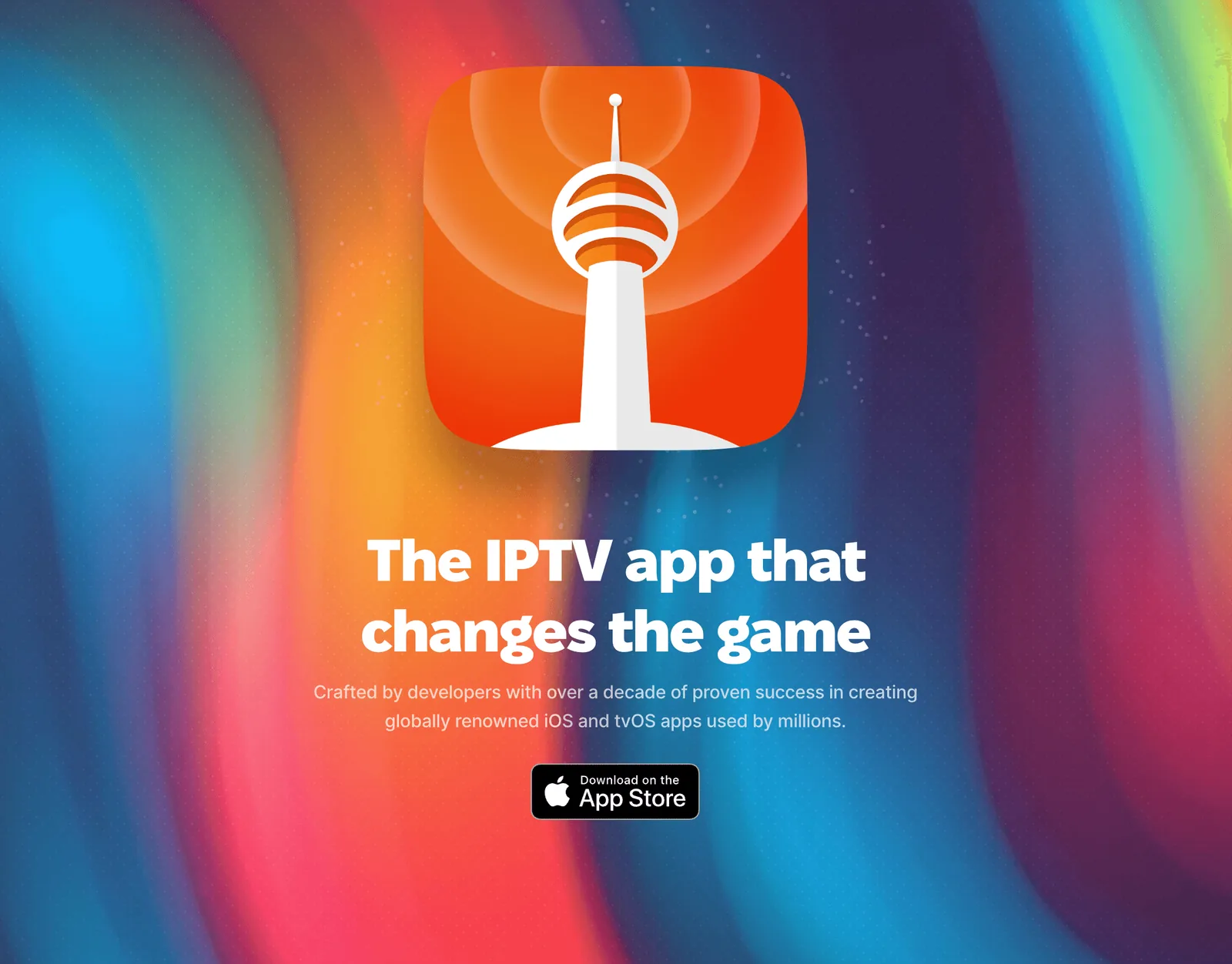 Skjermbilde av IPTV-appen UHF med kanalliste og programguide på en Apple-enhet