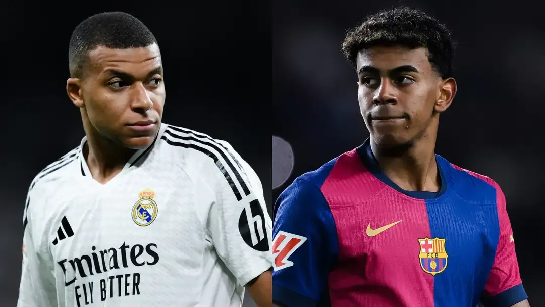 Spillere fra Barcelona og Real Madrid i duell under El Clásico på Montjuïc